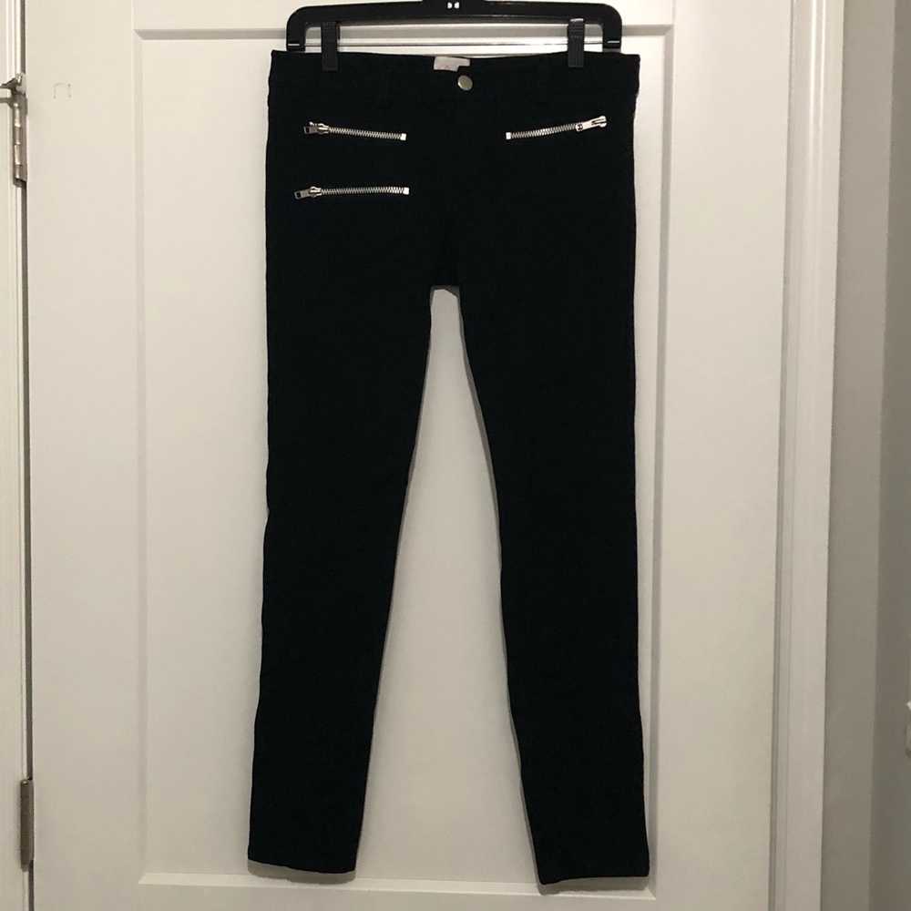 Parker Black Moto Leggings With Zips Size M